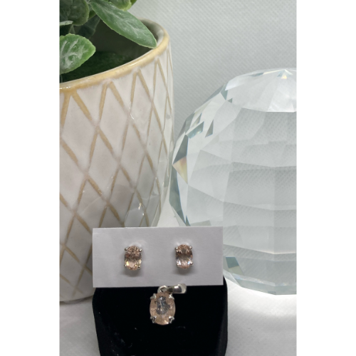 Large Morganite Stud Earrings