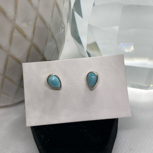 Larimar Teardrop Stud Earrings