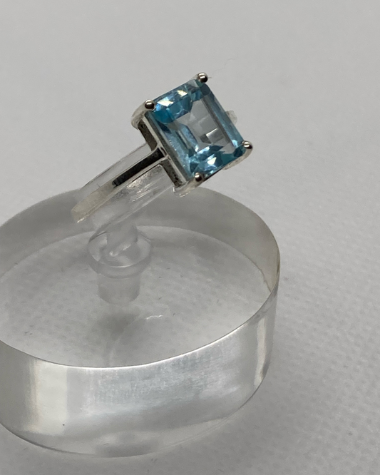 REAL Blue Topaz Emerald Ring