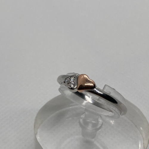 Two tone Heart ring w/ CZ