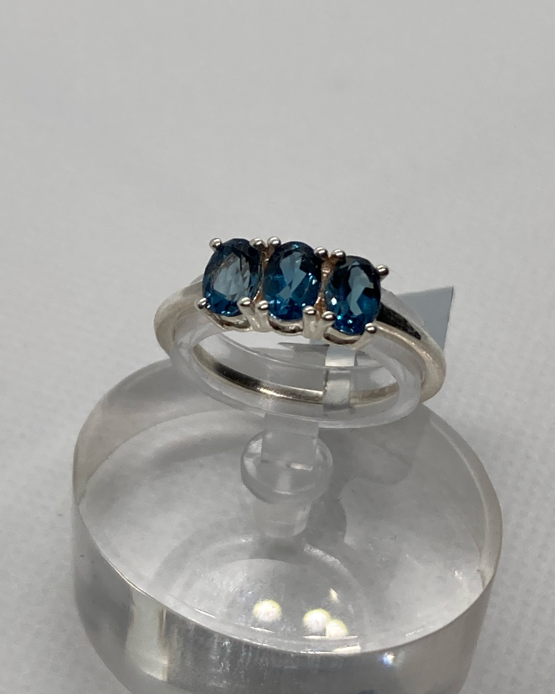 Triple Natural London Blue Topaz Ring