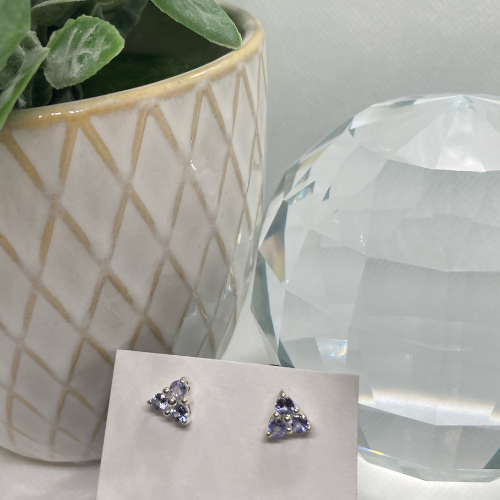 Triple Tanzanite Stud Earrings