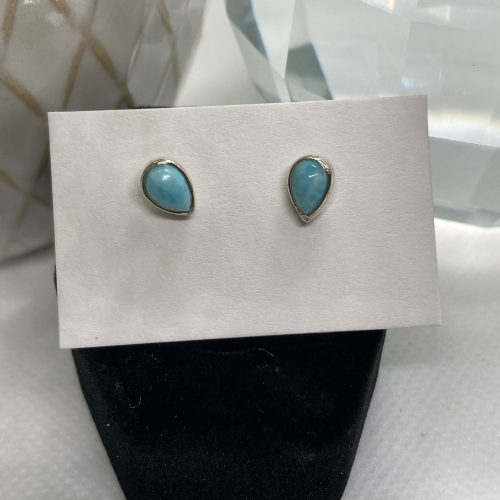 Larimar Teardrop Stud Earrings