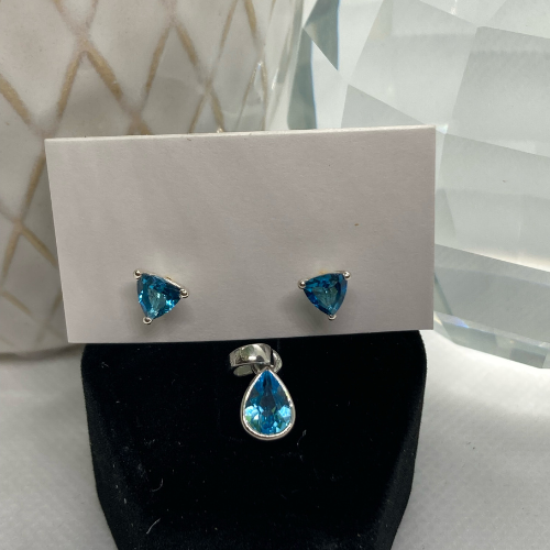 Teardrop Swiss Blue Topaz Pendant