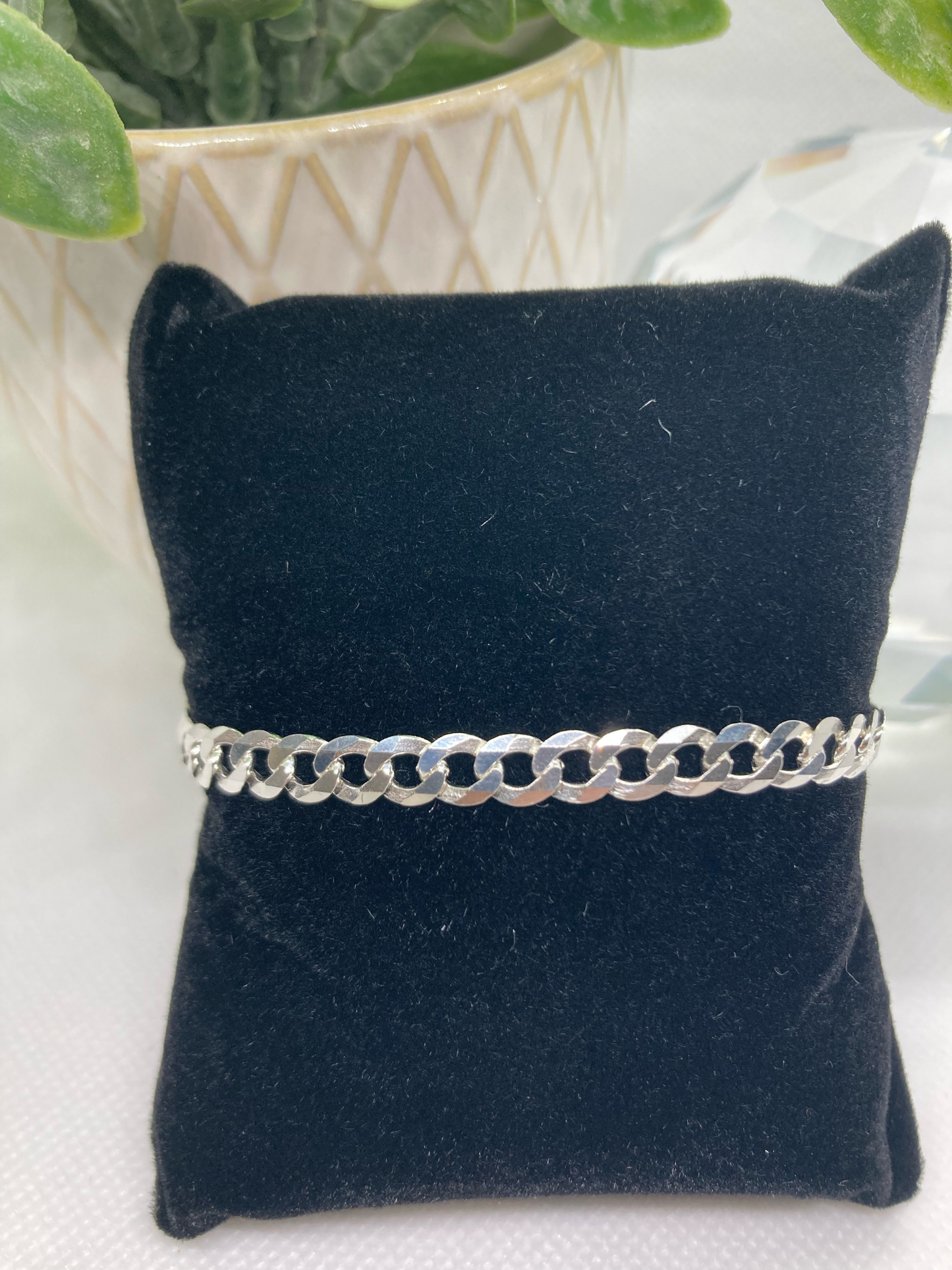 925 Sterling Silver - 8" 8mm Sterling Cuban Chain Bracelet
