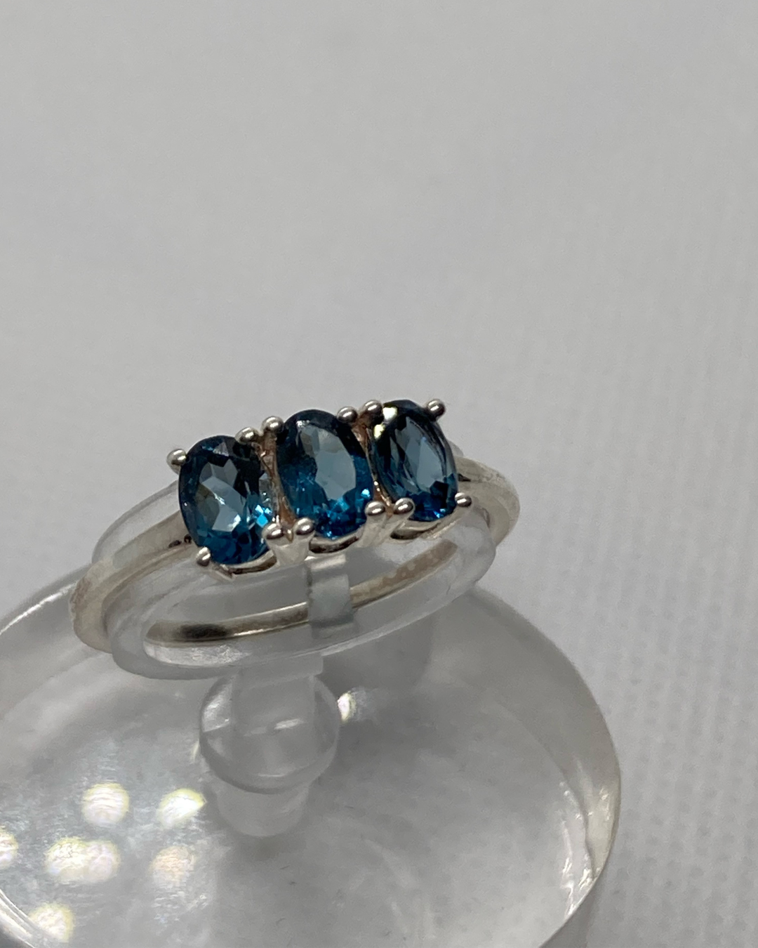 Triple Natural London Blue Topaz Ring