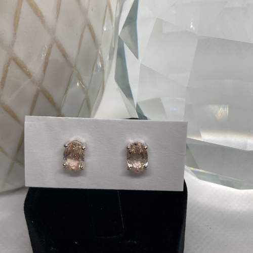 Large Morganite Stud Earrings