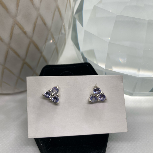 Triple Tanzanite Stud Earrings