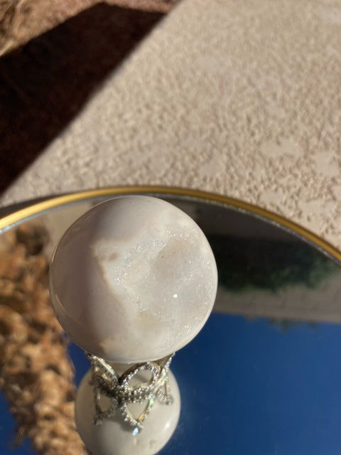White Druzy Sphere