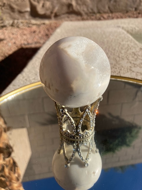 White Druzy Sphere