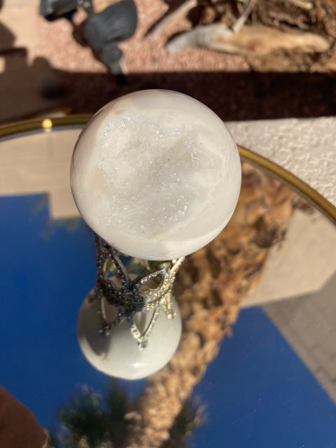 White Druzy Sphere